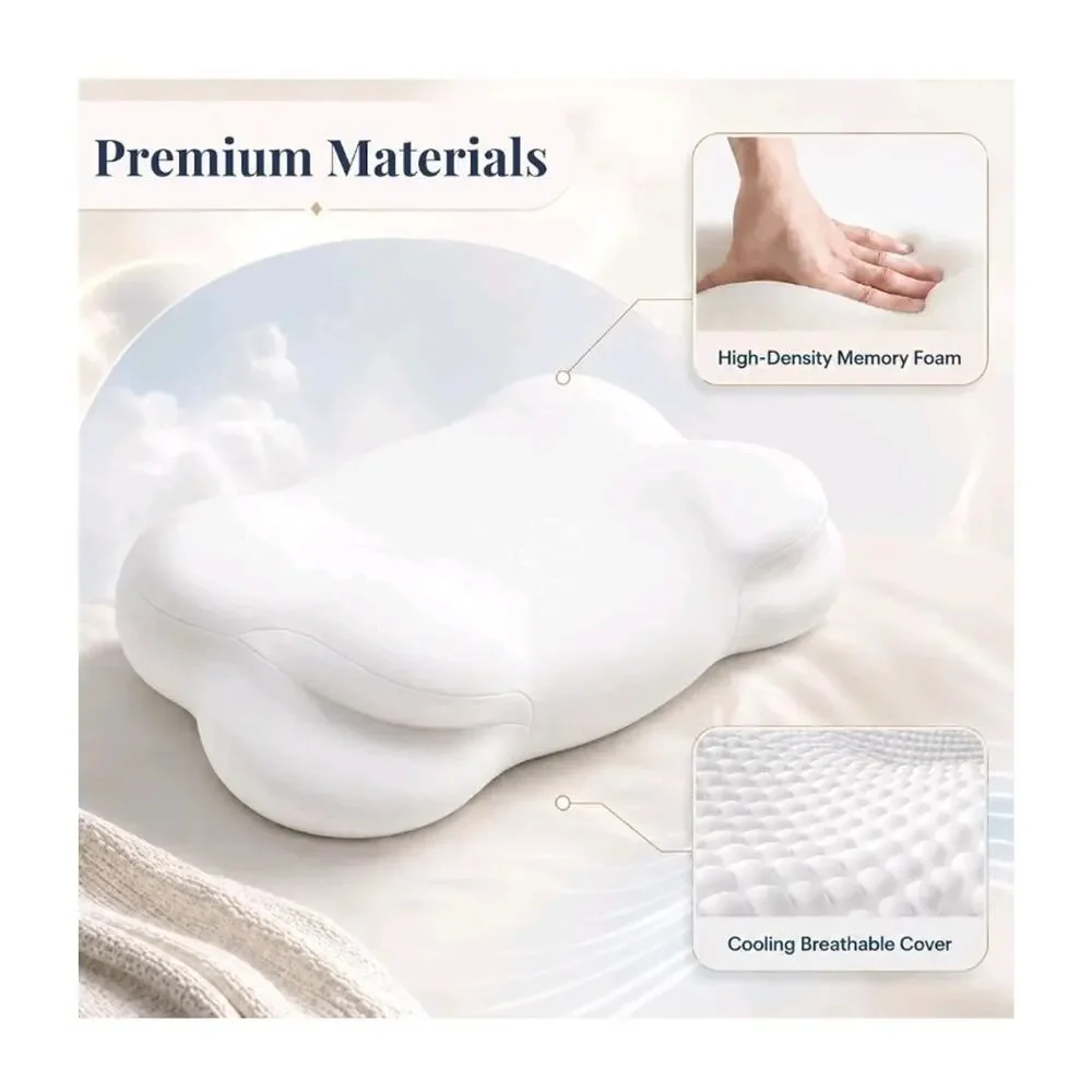 New Cloud Pillow, Ergonomic Memory Foam Pillow, Adjustable Cervical Neck Supp...